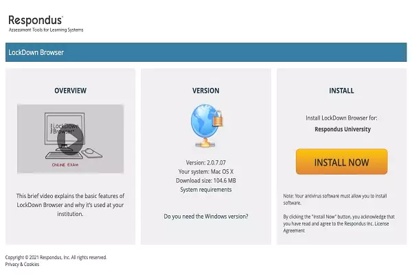 The image show respondus lockdown browser
