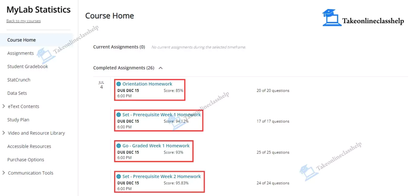Image shows the different ways to improve grades in the MyStatLab test