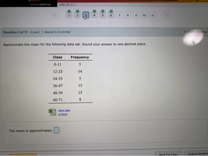 a portal image of ALEKS with a math test problem