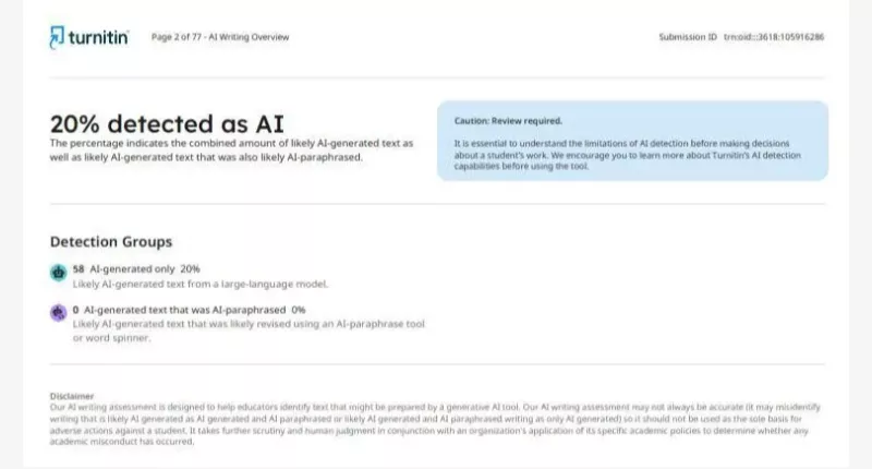 a image showing how real turnitin report looks like