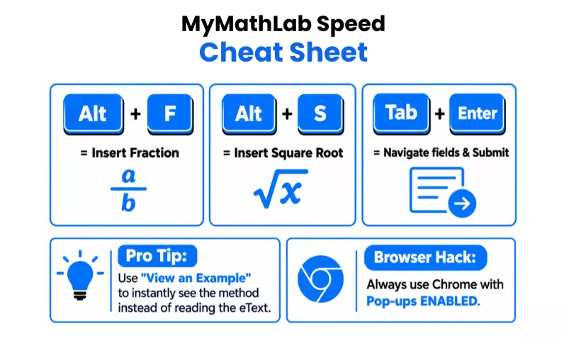 an infographic on MyMathLab Speed Cheat Sheet