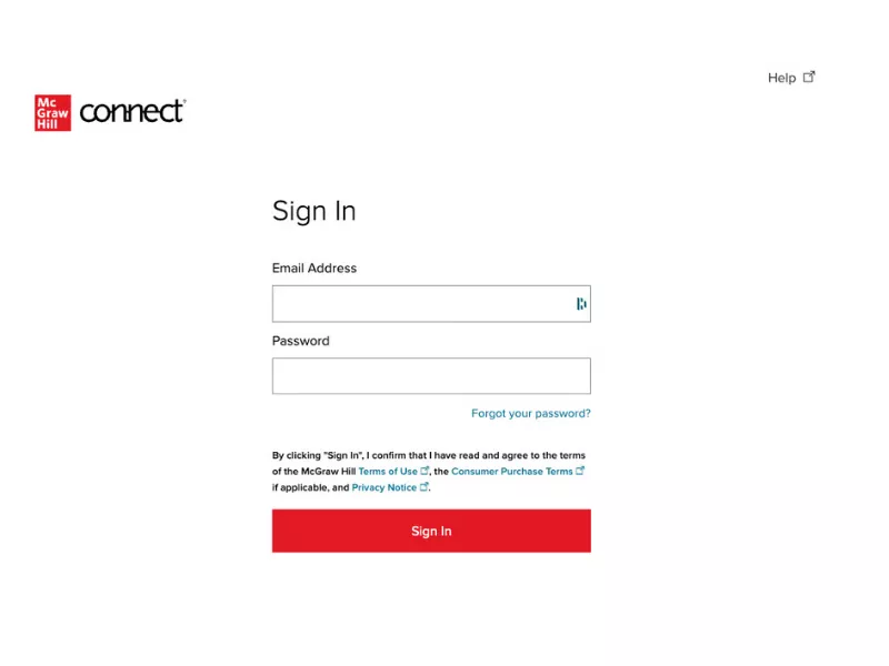 a portal image of mcgraw hill sign up page