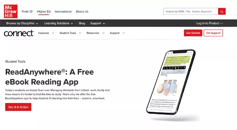 an portal image for McGraw Hill Read Anywhere mobile app