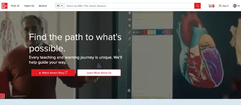 a screenshot of McGraw Hill's official website interface